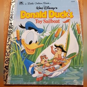 1990 VINTAGE Little Golden Book Walt Disney's Donald Duck's Toy Sailboat
